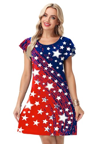 Image of AOBUTE Womens 4th of July Dress American Flag Party Dresses USA Parade Mini Dress