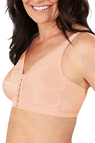 Amoena Womens Nancy Wire-Free Front Closure Pocketed Mastectomy Bra Rose Nude 52D #TOP2