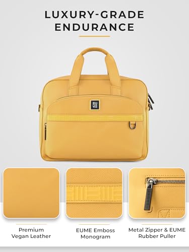 Image of EUME Optimo Laptop Bag for Men | Water Resistant Messenger Bag | Tablet Compartment| Multiple Organisers | Fits Upto 15 inch Laptop | Vegan Leather Office Bag.
