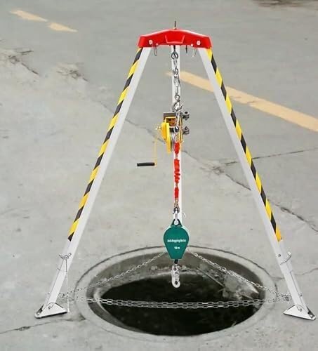 Rescue Tripod for Confined Spaces 1800 lbs Capacity Retractable Tripod for Sewage and Drainage HeavyDuty Safety Equipment for