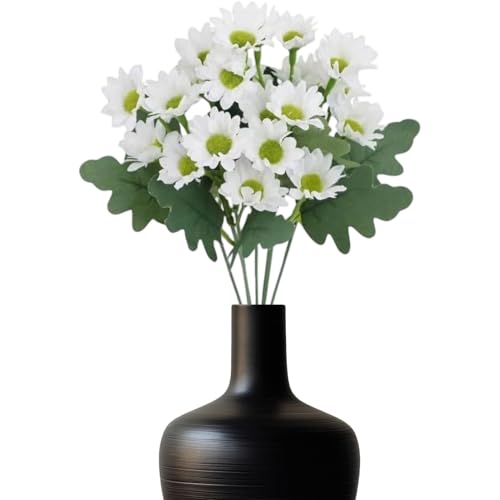 人工サンセットマム | UV対策 リアルな見た目の造花 | 実物のような防水ユーカリの葉と菊で庭 墓地 玄関 ウィンドウ パティオ 家 ハロウィン 感謝祭 秋を彩る