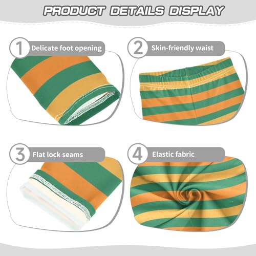 ALAZA Girls' Leggings Children's Yoga Pants Skinny Printed Dance Green Orange Stripe Comfortable 4T2