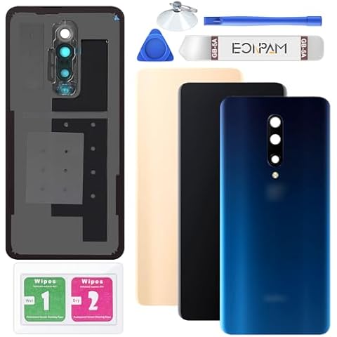 Eonpam Back Glass Replacement for OnePlus 7 Pro Back Cover Rear Housing with Camera Lens + Repair Tool Kit Genuine Rear Glass (Blue) Cover