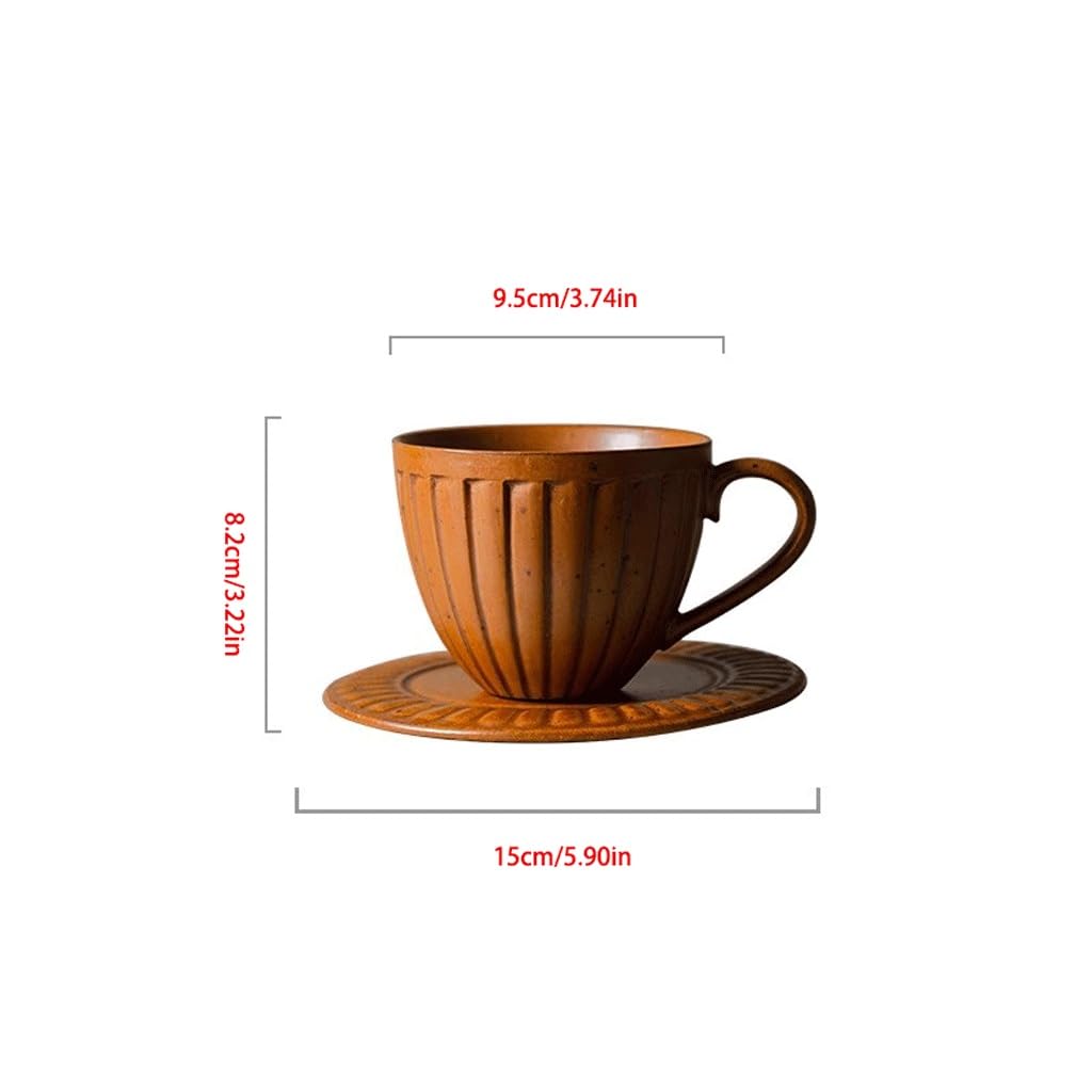 NEBE Tazze caffè Set di Tazze da caffè E Piattino in Gres Vintage(C)
