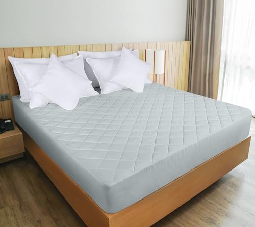 Utopia Bedding Quilted Fitted Mattress Pad, Twin Size, Elastic Fitted Mattress Topper Protector and Cover Stretches up to 16 Inches Deep, Machine Washable (Light Grey)