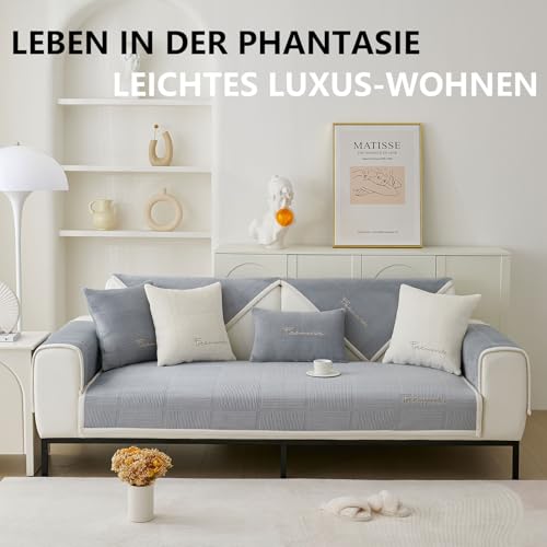 Generisch Sofabezug Sofa Überzug Couch Überzug Couch Überwurf Couchbezug U Form Sofa Cover 1/2/3/4 Sitzer Sofabezug Ecksofa L Form Wasserdicht rutschfeste Sofa Überwurf Sofadecken (Grau, 70 * 150)