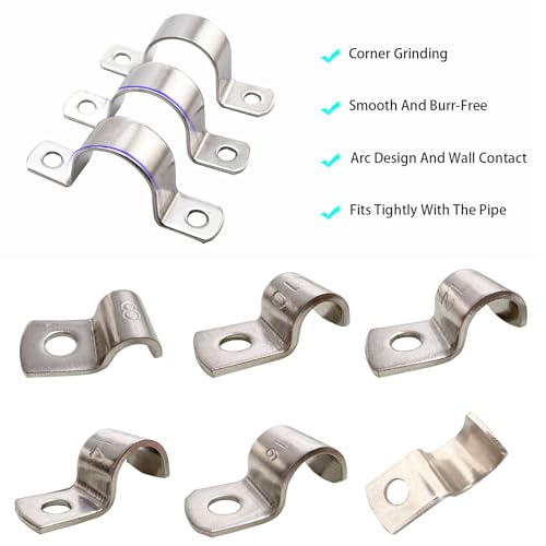 RITUIPIO 3 1/2 Inch Pipe Strap 304 Stainless Steel Conduit Strap 2 Hole Heavy Duty Strap Clamp for Tube Pipe or Wire Cord Installation(89mm 5pcs) by RITUIPIO - Image 4