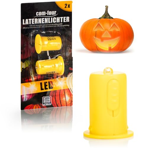 com-four® 2x LED Deko-Licht für Papierlaternen - LED-Teelichtersatz - warmweißes Laternenlicht - batteriebetriebene LED-Kerze - Mini-Lampe für Lampions, Windlichter, Kürbisse, Ballons und Dekoration