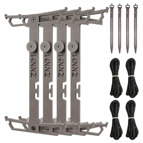 ZNNM Hunting Climbing Sticks, 4 Pack 16.9' Tree Stand Steps with Straps | Lightweight 6061 Aluminum Construction, Multiple Footing Points, Includes Tree Straps and Ropes for Tree Stand Hunting Setup