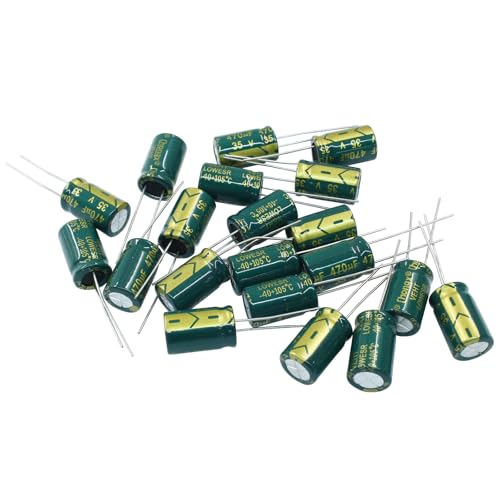 Hordion 20PCS 35V 470UF Electrolytic Capacitor, 0.39x0.67in High Frequency Aluminum Electrolytic Capacitors for TV LCD Monitor Game DIY Projects