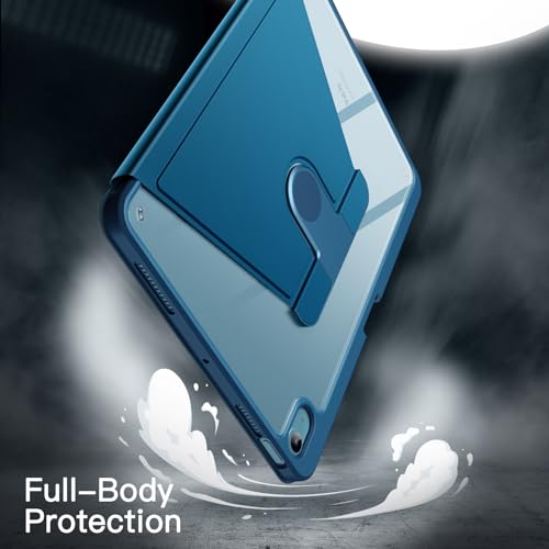 JETech Rotating Case for iPad Air 11-Inch M3/M2 (2025/2024), iPad Air 5/4 (2022/2020 10.9-Inch), 360 Degree Rotation Protective Stand Cover Clear Back (Blue)