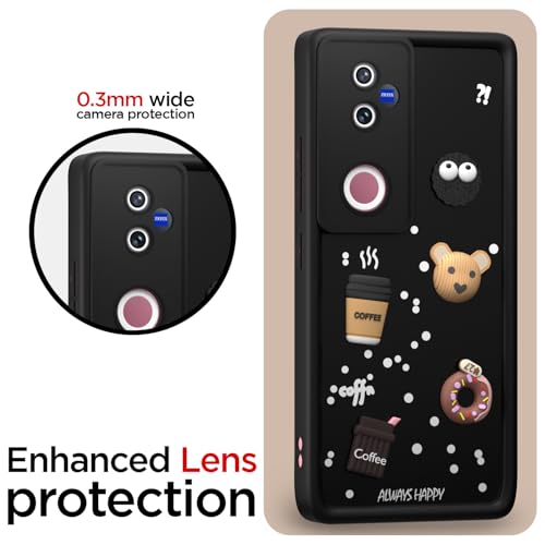 Image of Outlouders Back Cover for Vivo T4R 5G / iQoo Z10R 5G / Vivo V50 5G / V50e 5G | 3D Cartoon Cute Fun Bear | Silicone Full Body Protection Bumper Case (Black)