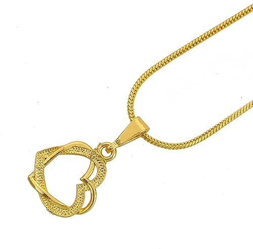 Image of Handicraft Kottage 1gm 22Ct Gold Plated chain with Pendant | latest & Stylish Celebrity Inspired Chain /Necklace /Jewellery Set /Fashion jewellery for Men, Women Boys Girls