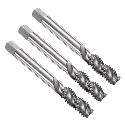 sourcing map 3pcs Spiral Flute Thread Taps 3/8-16 UNC 2B Machine Threading Tap Bit, Uncoated Screw Tapping Repair Tool, M2 High-Speed Steel (HSS)