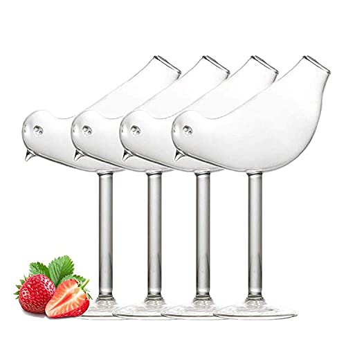 Lot de 4 verres à cocktail - 200 ml - Design oiseau - Verres à cocktail transparents - Idéaux pour la maison, le restaurant, les événements et les fêtes Cover