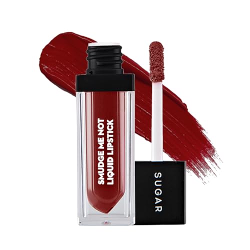 Image of SUGAR Cosmetics Smudge Me Not Liquid Lipsticks for Women | Transferproof & Waterproof | Lasts 12+ Hours | Matte Lipstick | 4.5ml - 21 Aubergine Queen (Blackened Burgundy)