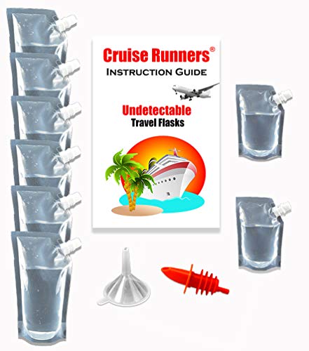 Cruise Runners Hidden Alcohol Flask for Liquor Rum Runners for Cruise Plastic Disguised Containers Smuggle Booze 6x32 oz. 2x8oz