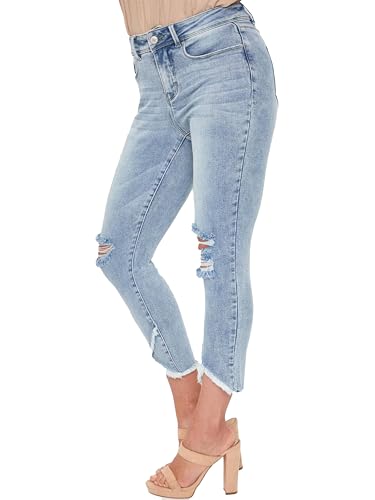 Royalty For Me Womens Women's Petite Vintage High Rise Tulip Ankle Jeans2