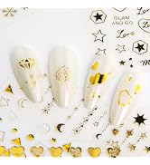 30 Sheets Gold Nail Stickers for Nail Art Star Moon Heart Snowflake Frames Letters Nail Decals Su...