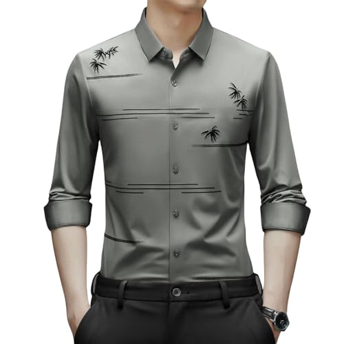 Camisa de manga larga informal para hombre sin costuras y libre de arrugas