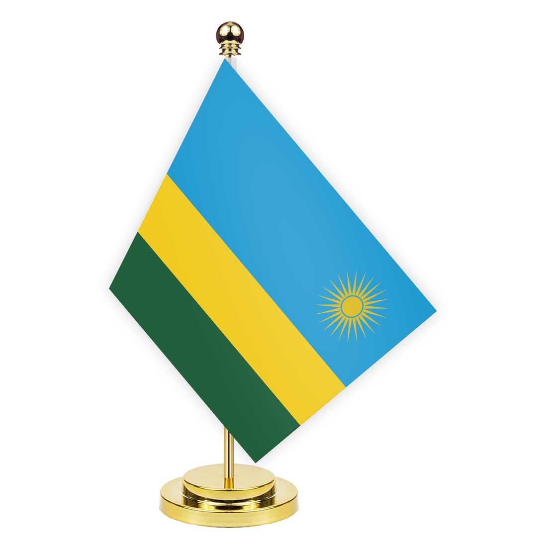 Rwanda Desk Flag,12 inch Small Rwandan Indoor Banner,Small Printing Decor For Office Home Classroom Table