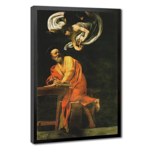 Toile du Caravage Saint Matthieu pour habiller un mur vide avec un cadre de 20cm