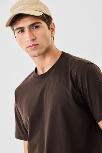 Image of SNITCH Men T-Shirt | Minimalist Regular Fit & Short Sleeve Styling | 100% Breathable Cotton Casual Wear T-Shirt & Durable Knit Plain Weave Everyday Summer Essential