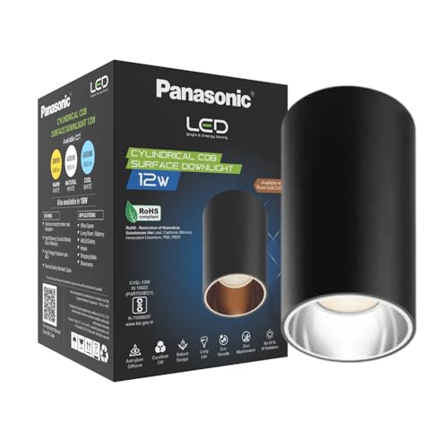 Image of Panasonic 12W Cylindrical Surface Spot Light, Silver Reflector, Ceiling Light for Home with Silver Reflector (Natural White - PDSM01124)
