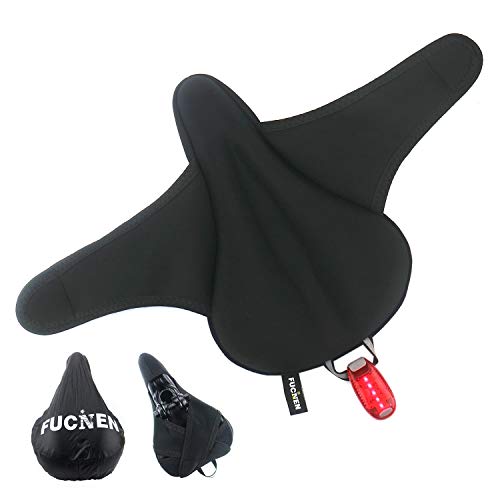 27.5*18cm Couvre selle velo Appartement Confortable FUCNEN Couvre Selle Gel velo Vtt Housse de Siège en Silicone Coussin Respirant Doux, avec Une Couverture Imperméable à l'eau, la lumière de sécurité