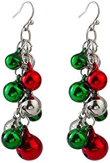 DesignerBox Christmas Jingle Bells Earrings, 1 Pair Christmas Earring Costume Jewelry Gift for Women Girls Cute Xmas Santa Claus Drop Dangle Chandelier Earrings Birthday Party (1 Pair Jingle Bells)