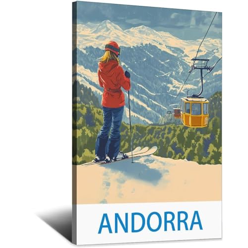 Poster de voyage vintage Andorre affiche rétro 20x30cm décoration murale maison