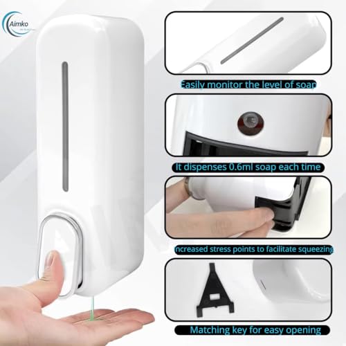 Image of Black ABS Wall Mounted Soap Dispenser: Leak-Free Hand Wash & Shampoo Bottle for Bathroom, Kitchen, Shower, Ideal Home Gadget & Organiser for Soap Dispenser in Wash Basin. (White)