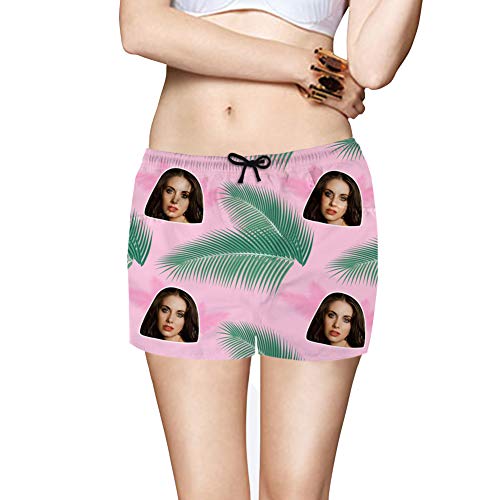Custom Women Swim Causl Shorts Drawstring Surf Beach Boardshorts Women Boyfriend Husband Face with Photo for Women3