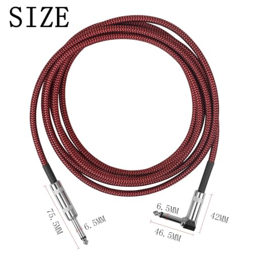 Cable de guitarra de 3 metros trenzado y blindado con conector de 6.35mm para audio de bajo 5