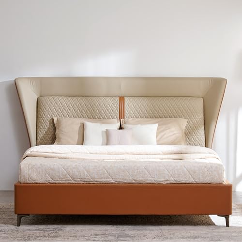 Image of Home Centre | Tiffany Caramel Queen Size Bed with Hydraulic Storage | Engineered Wood | Brown | 1 Year Warranty