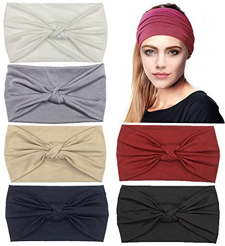 6 Packs Wide Headbands for Women Large Yoga Hair Band Elastic Head Wrap Running Workout Hair Accessories