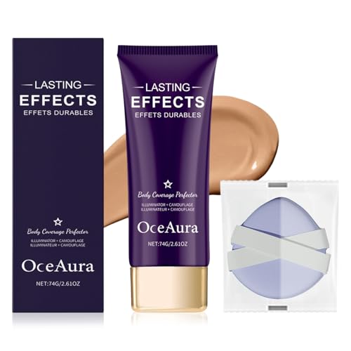 Bein Make Up Wasserfest Body Coverage Perfector Körper Make Up Wasserfest Besenreiser Abdecken All Over Complexion Perfector für Narben an Beinen Körper Gleichmäßiger Hautton mit 1 Puderquaste(Natur)