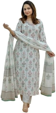 KLOSIA Women Viscose Printed Kurti Pant and Dupatta Set