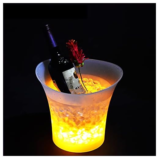 XIAOLI Tänger lysande ishink plast, 5 l, för champagne, vin, öl, LED, för fest, KTV ishink (Färg: vit, Expédié de : Pologne)
