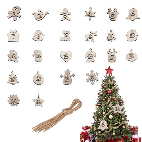 Calendario-Dellavvento-Ciondolo-in-Legno-di-Natale-Ciondoli-in-Legno-Numeri-1-24-Conto-Rovescia-Ciondolo-in-Legno-di-Natale-Ciondoli-in-Legno-Artigianato-Natalizio-con-Cordino-C