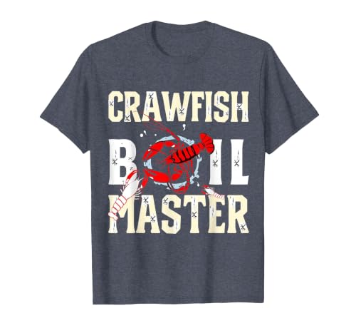 Crawfish Boil Master Cajun Seafood Festival Retro Cooking T-Shirt, Men, Heather Blue, Small