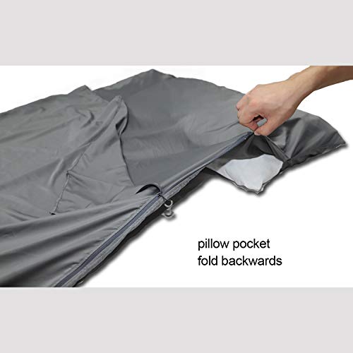 Browint Sleeping Bag Liner With All Around Two-Way Zipper, Travel Sheet With Pillow Pocket, 87"X41" Extra Wide Travel Sleep Sheet For Hotel, Lightweight, Super Soft Silky Fiber Camping Sheet, Multifun #TOP4