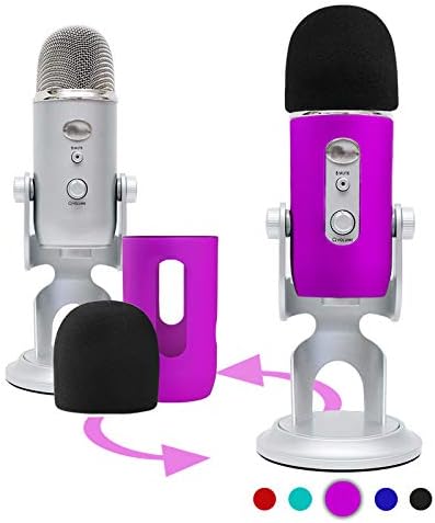YOUSHARES Microphone Windscreen Foam- Mic Cover Pop Filter Windshield &Protector for Blue Yeti, Yeti Pro Condenser Microphones (Purple)