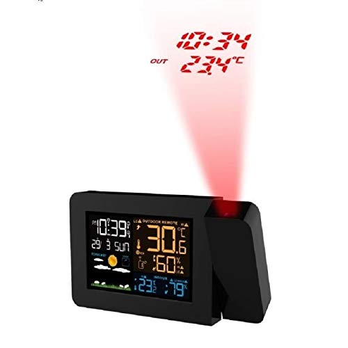 Soldela Funkwetterstation mit Projektion u0096 animierte Wettervorhersage u0096 kabelloser Außensensor