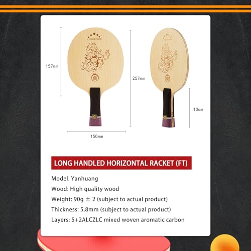 YAN-Huang Professionelles Tischtennisschläger, externer Arylat-Carbon-Tischtennisschläger, für Fortgeschrittene und fortgeschrittene Spieler oder Tischtennis-Enthusiasten (Einzelschläger) (FL)