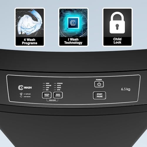 Image of Godrej 6.5 Kg 5 Star I-Wash Technology for Automatic One Touch Wash Fully-Automatic Top Load Washing Machine (WTEON 650 AP 5.0 GPGR, Graphite Grey, With Toughened Glass Lid)