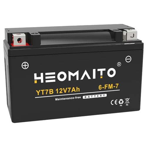 HEOMAITO Lead-Acid Battery YT7B-BS 12V 7Ah 10HR 160 CCA 6MF7B Maintenance-Free Power for AGM Motorcycle Battery Motorcycles 125450 CC ATVs 100450 CC