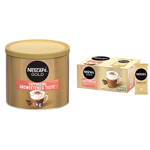 Nescafe Gold Cappuccino Unsweetened Taste Instant Coffee Tin 1 kg & NESCAFE Gold Cappuccino Unsweetened Taste Sachets - 50 x 14.2g