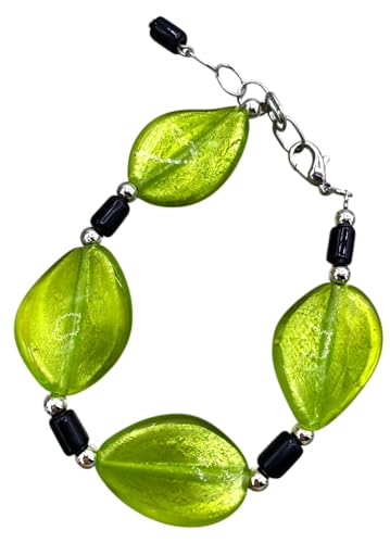 Bracelet en verre antique Murrina Venise vert VR302B en acier inoxydable taille L