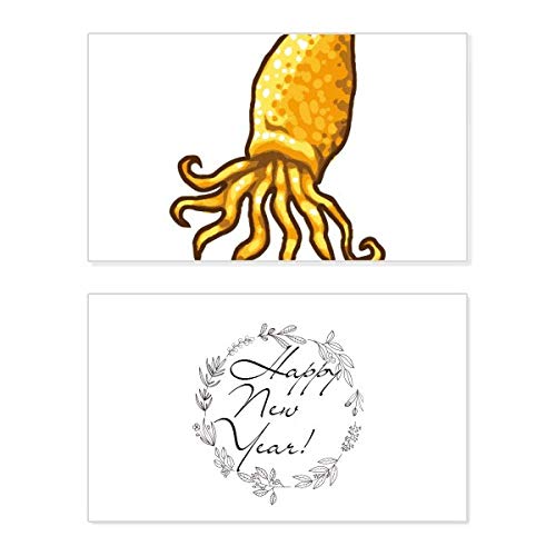 Tarjeta conmemorativa de Año Nuevo con un original pulpo amarillo para coleccionar